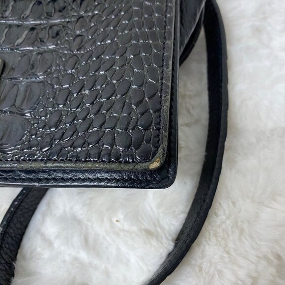 Brighton Vtg Clutch Embossed Organizer/Clutch Black Leather Cross Body Bag - Picture 3 of 11